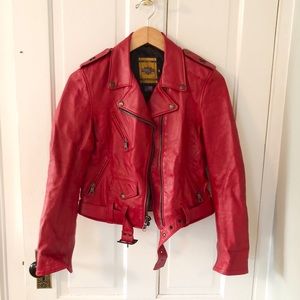 Schott Perfecto Leather Jacket, Cherry Red, Size M